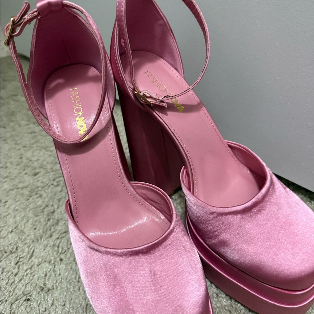 Fashion Nova Velvet Pink Platforms